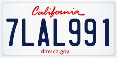 CA license plate 7LAL991
