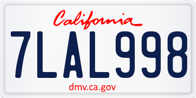 CA license plate 7LAL998