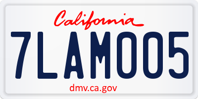 CA license plate 7LAM005