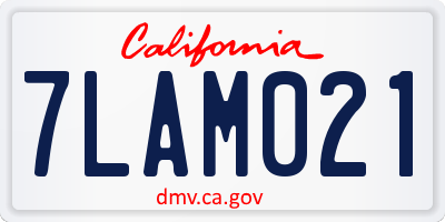 CA license plate 7LAM021