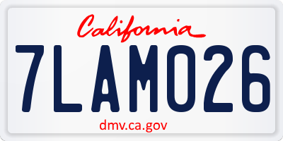 CA license plate 7LAM026
