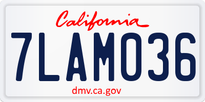 CA license plate 7LAM036
