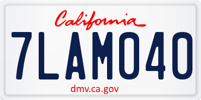 CA license plate 7LAM040