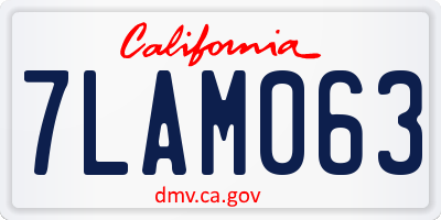 CA license plate 7LAM063