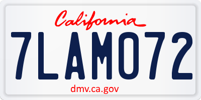 CA license plate 7LAM072