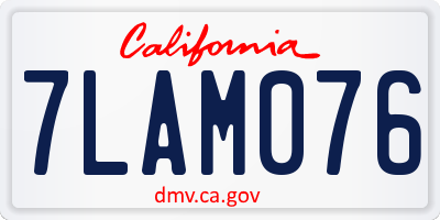 CA license plate 7LAM076