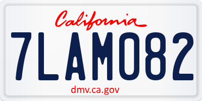 CA license plate 7LAM082