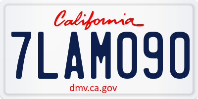 CA license plate 7LAM090