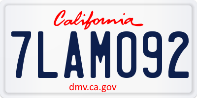 CA license plate 7LAM092