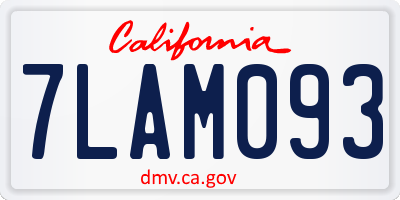 CA license plate 7LAM093