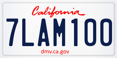 CA license plate 7LAM100