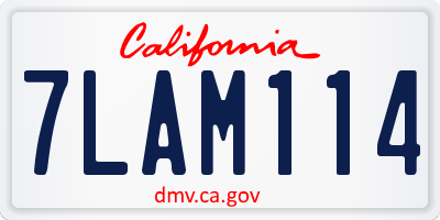 CA license plate 7LAM114