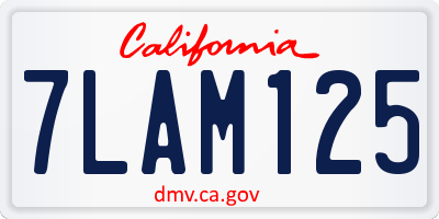 CA license plate 7LAM125