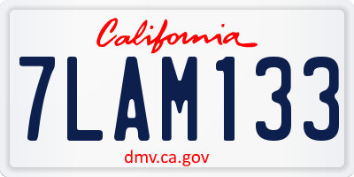 CA license plate 7LAM133