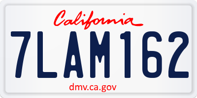 CA license plate 7LAM162