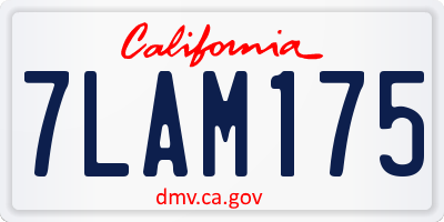 CA license plate 7LAM175