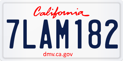 CA license plate 7LAM182