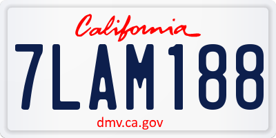 CA license plate 7LAM188