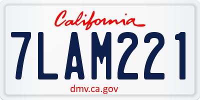 CA license plate 7LAM221
