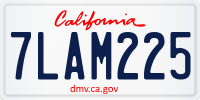 CA license plate 7LAM225