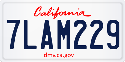 CA license plate 7LAM229