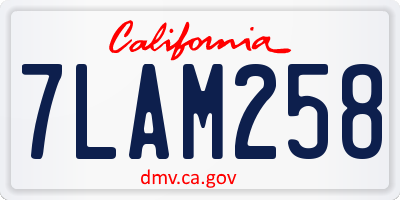 CA license plate 7LAM258