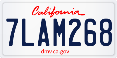 CA license plate 7LAM268