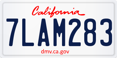 CA license plate 7LAM283