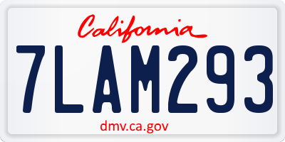 CA license plate 7LAM293