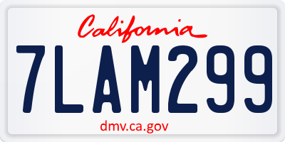 CA license plate 7LAM299