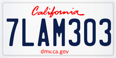 CA license plate 7LAM303