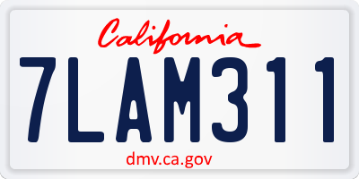 CA license plate 7LAM311