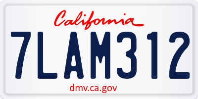 CA license plate 7LAM312