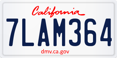 CA license plate 7LAM364