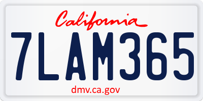 CA license plate 7LAM365