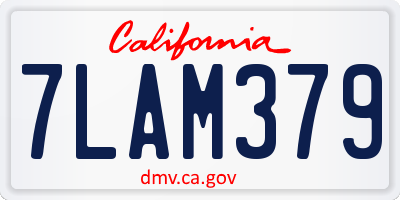 CA license plate 7LAM379