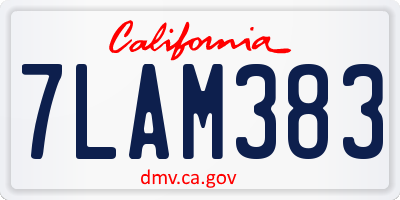 CA license plate 7LAM383