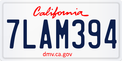 CA license plate 7LAM394