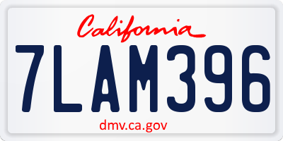 CA license plate 7LAM396