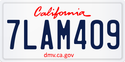 CA license plate 7LAM409