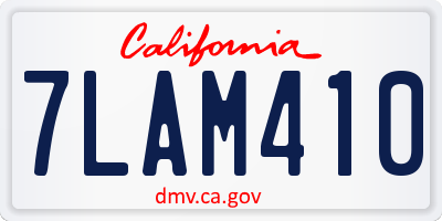 CA license plate 7LAM410