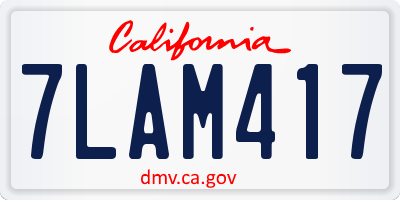CA license plate 7LAM417
