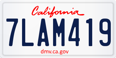 CA license plate 7LAM419