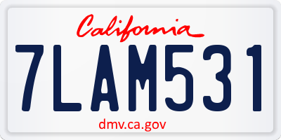 CA license plate 7LAM531