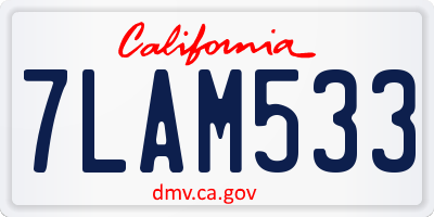 CA license plate 7LAM533