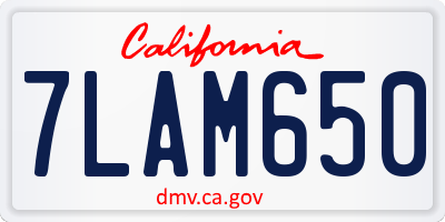 CA license plate 7LAM650