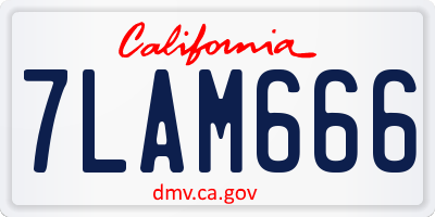 CA license plate 7LAM666