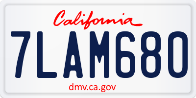 CA license plate 7LAM680