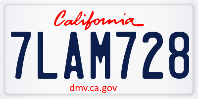 CA license plate 7LAM728