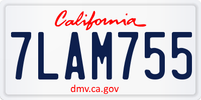 CA license plate 7LAM755